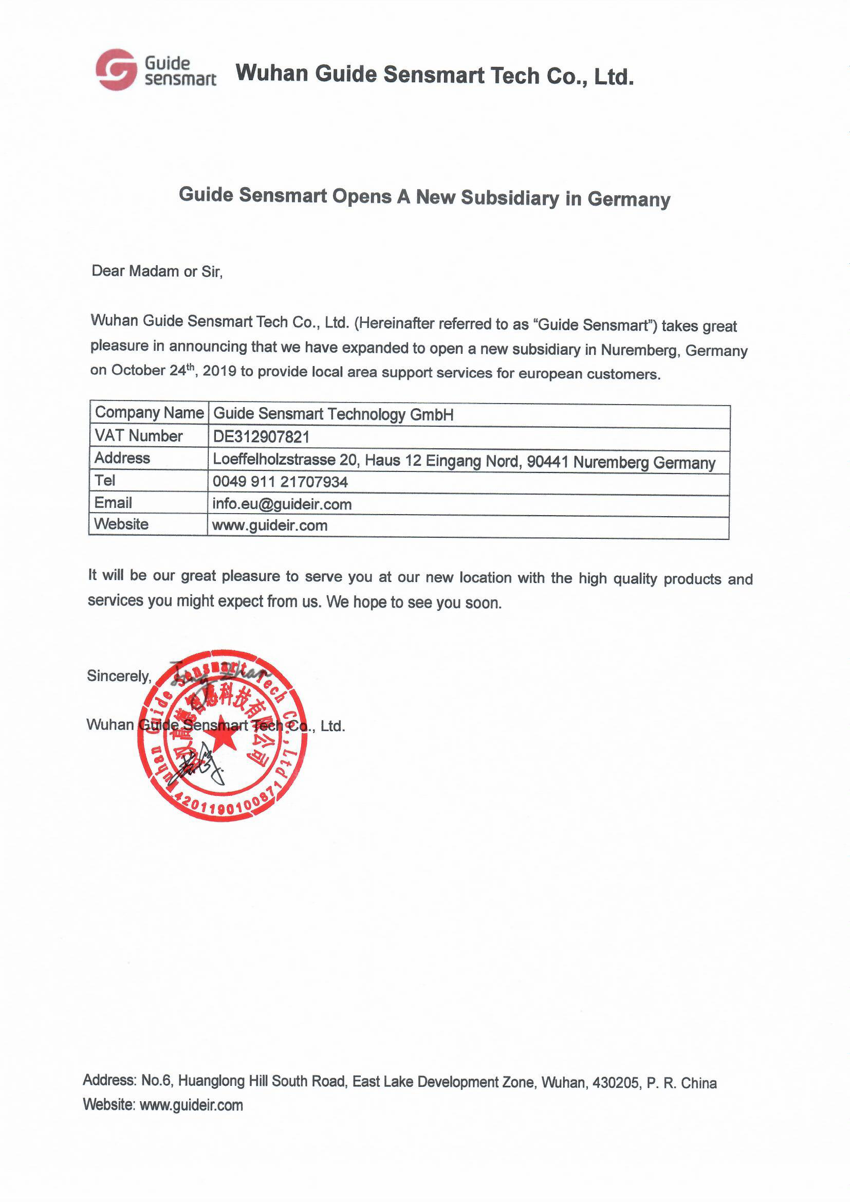 Firma Guide Sensmart otwiera nową spółkę zależną w Niemczech