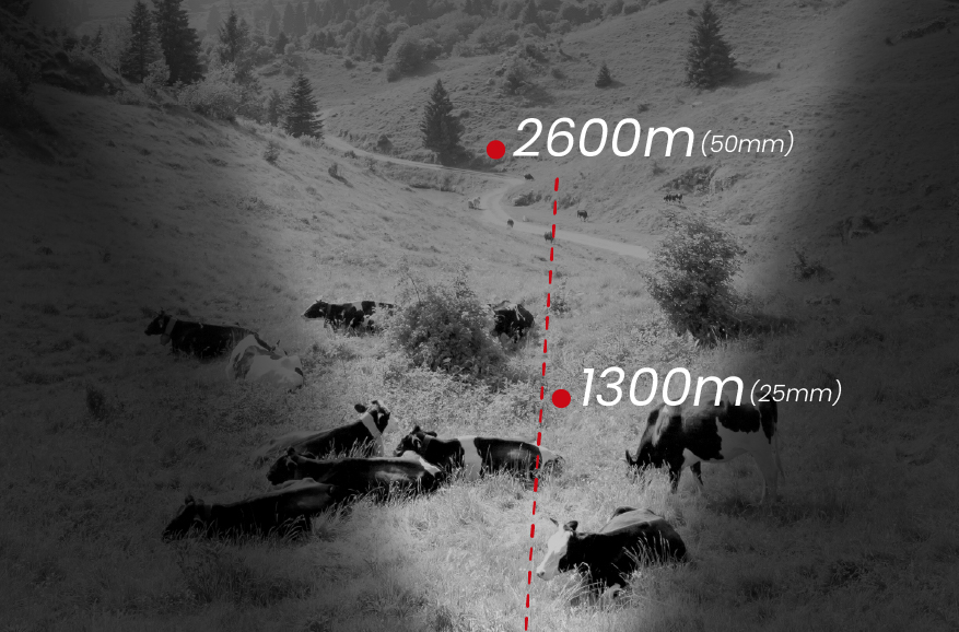 Niezwykle duży zasięg wykrywania wynoszący 2600 m